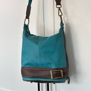 Italian Genuine Leather Teal Y2K Boho Crossbody Bag